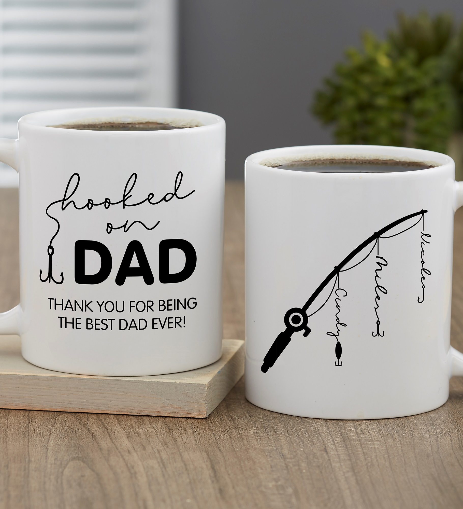Hooked On Dad Personalized Coffee Mugs
